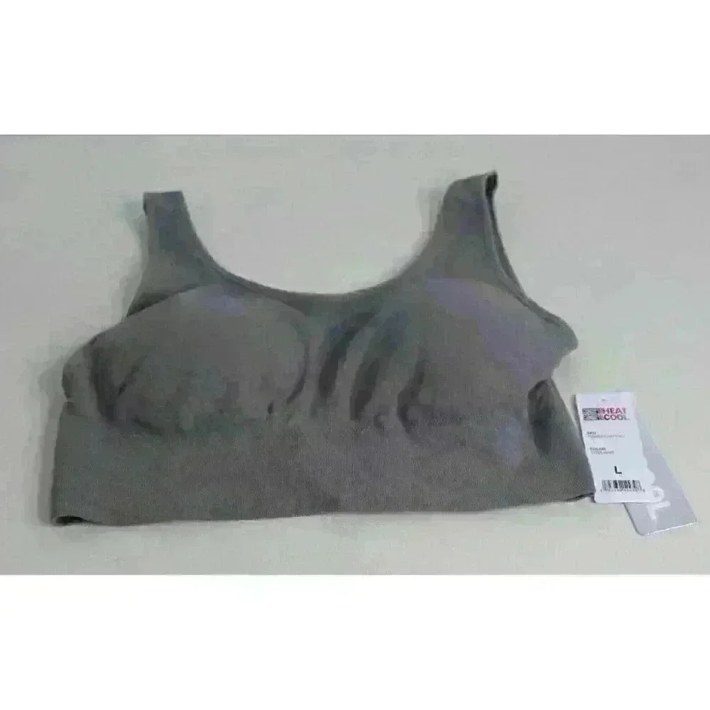 New Women's‎ 32 Degrees Cool Steel Gray Seamless Racerback Sports Bra Size L NWT